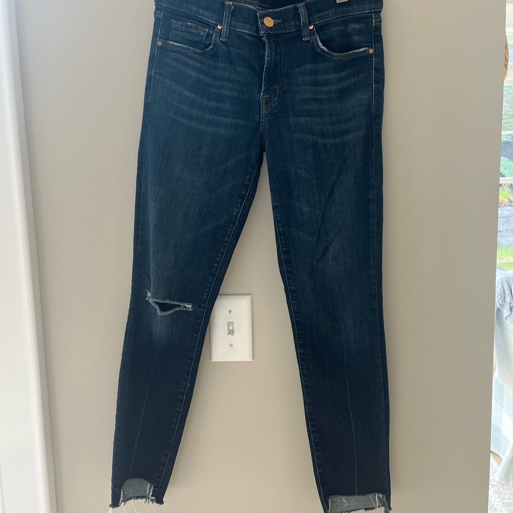 J Brand Dark Blue Distressed Skinny Jeans